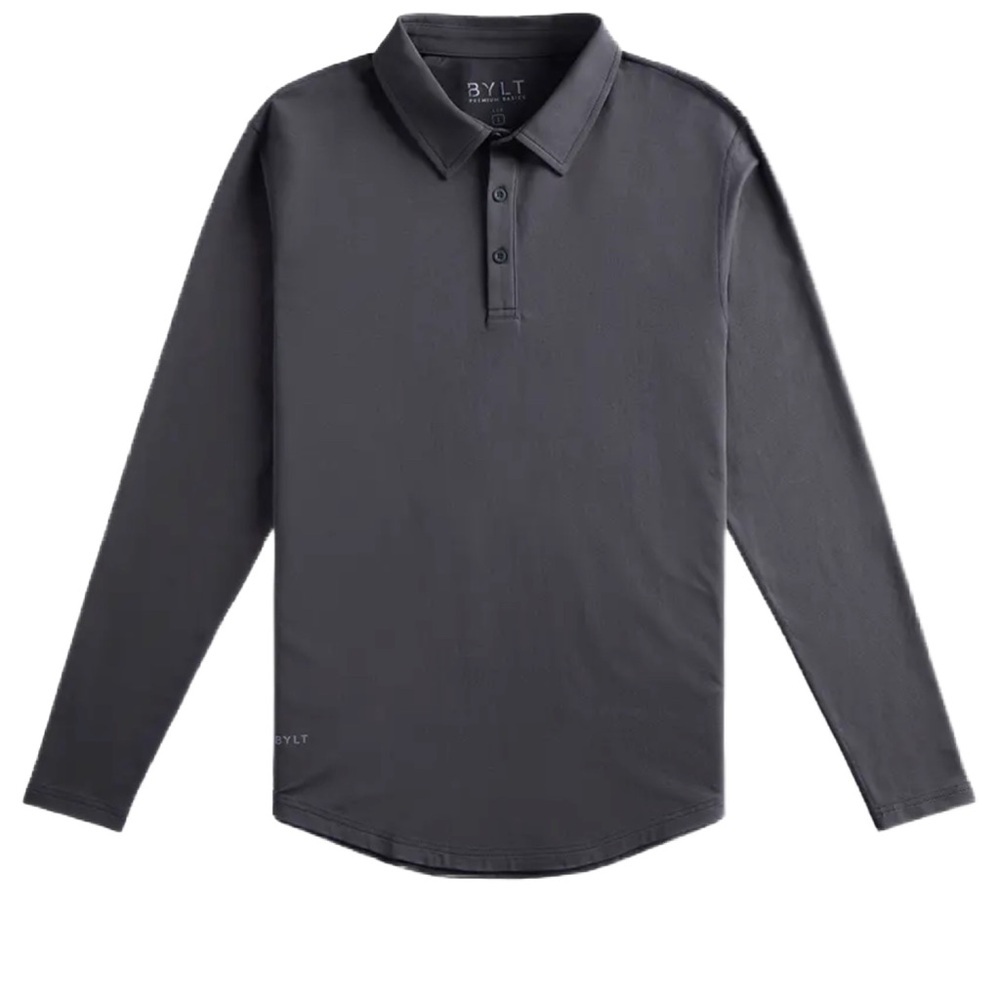 BYLT Drop Cut Long Sleeve LUX Polo Charcoal XXL NWOT - Picture 3 of 6